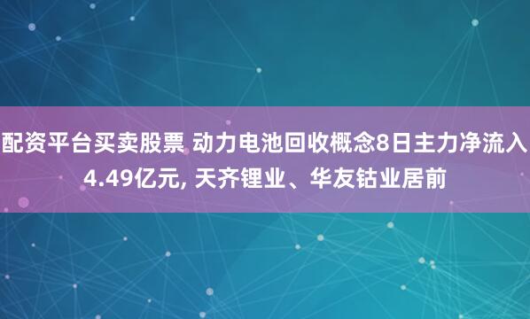 配资平台买卖股票 动力电池回收概念8日主力净流入4.49亿元, 天齐锂业、华友钴业居前